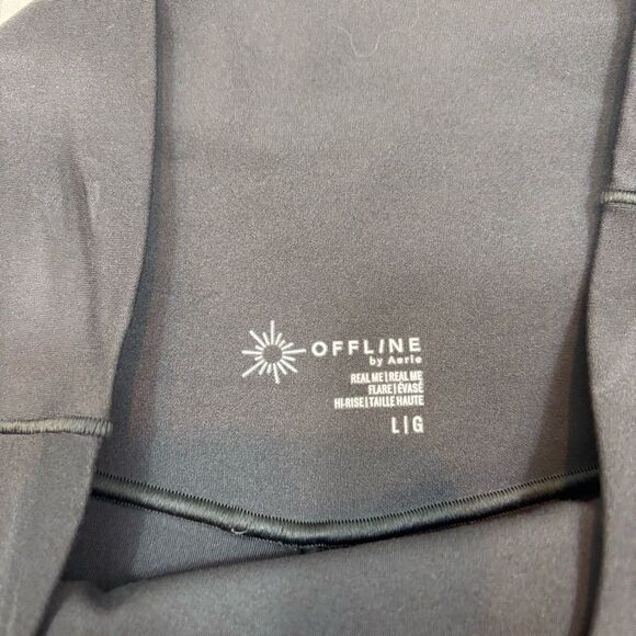 Ladies Aerie Offline Grey Wide Leg Asymmetrical Waistband Yoga Pants Size Large - Picture 8 of 9